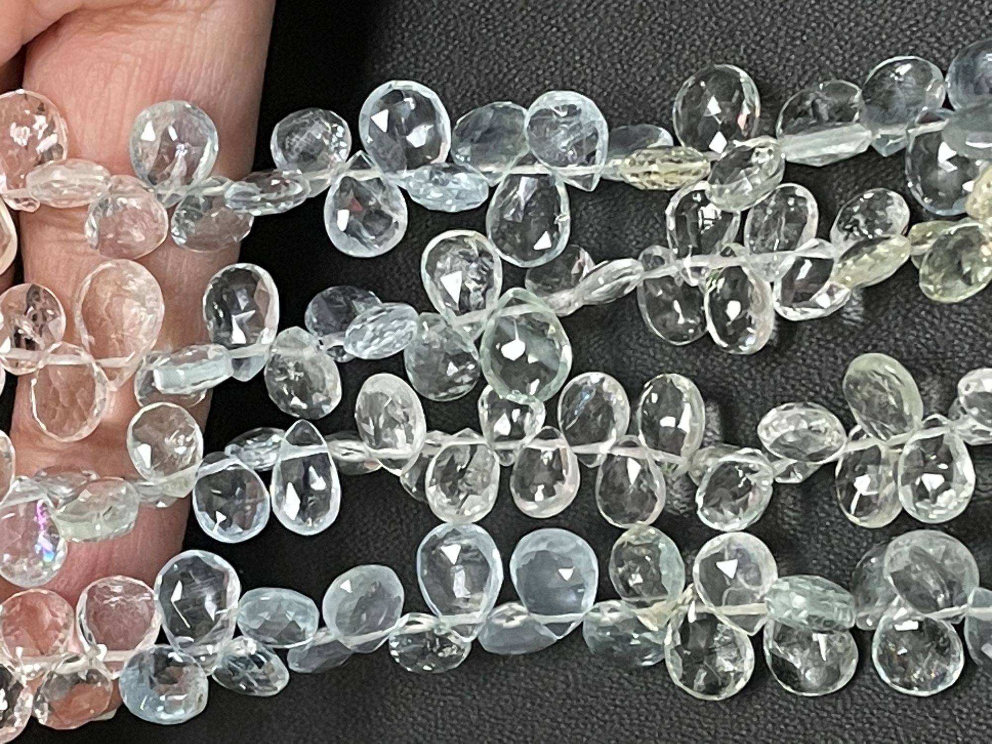 Multi Aquamarine Pear Faceted