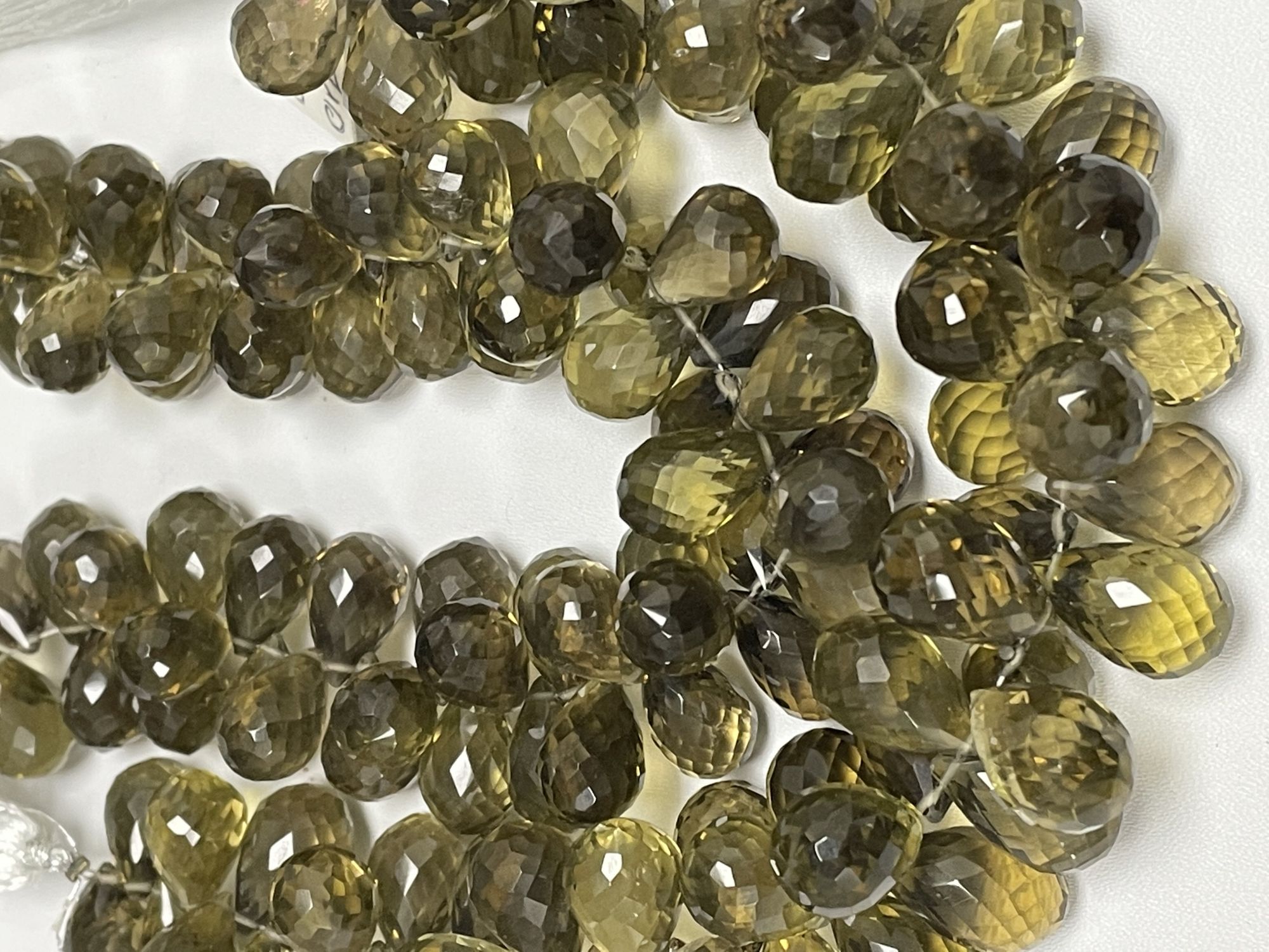 Olive Quartz Drop Faceted