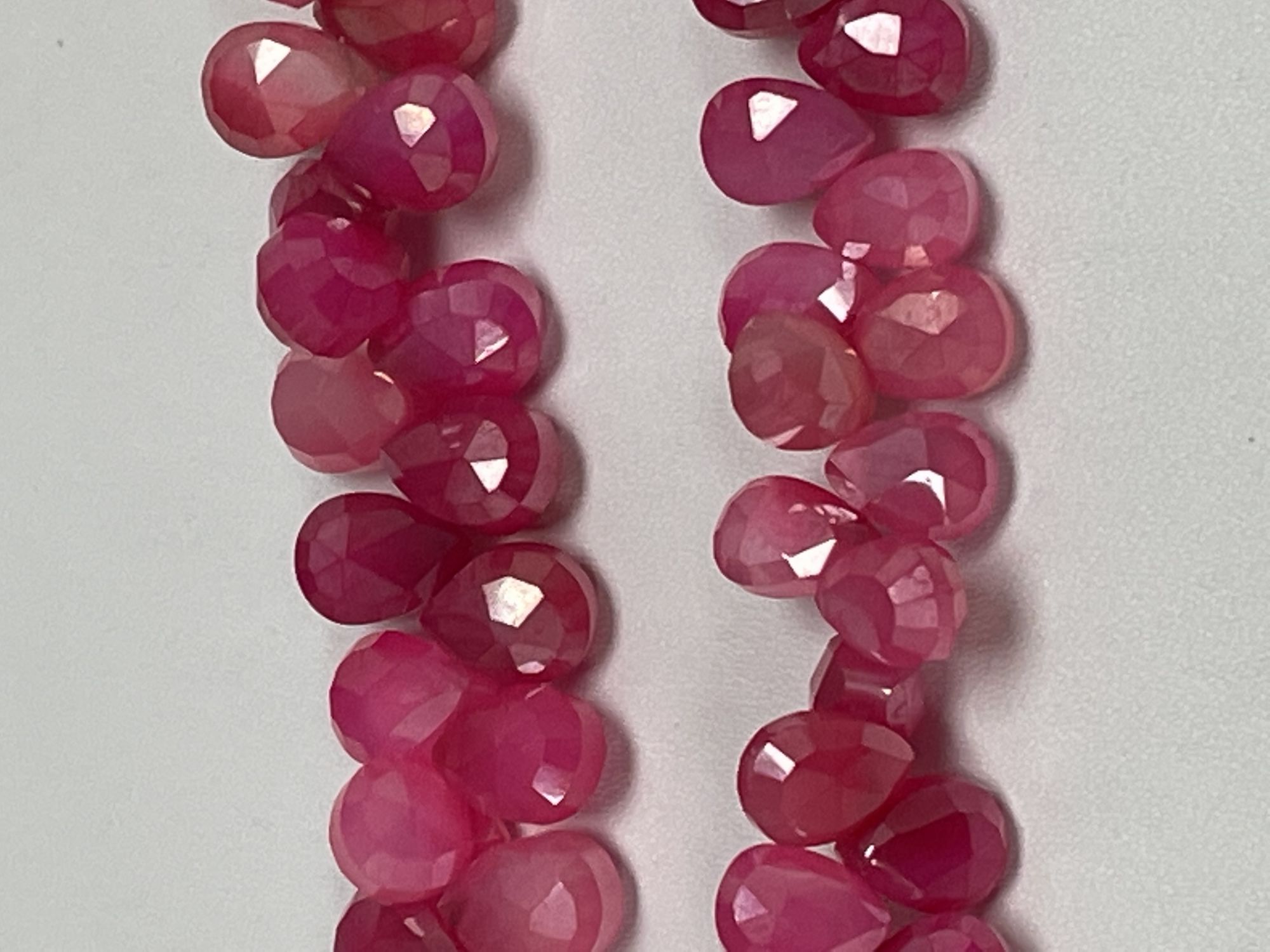 Coated Pink Chalcedony Pear Faceted