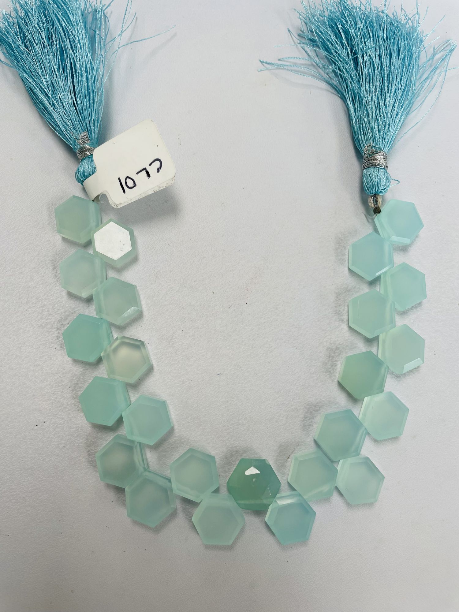 Aqua Chalcedony Hexagon Faceted