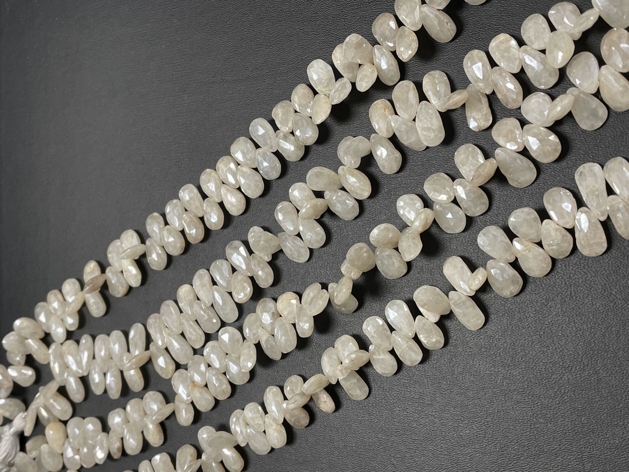 Pearl White Silverite Pear Faceted