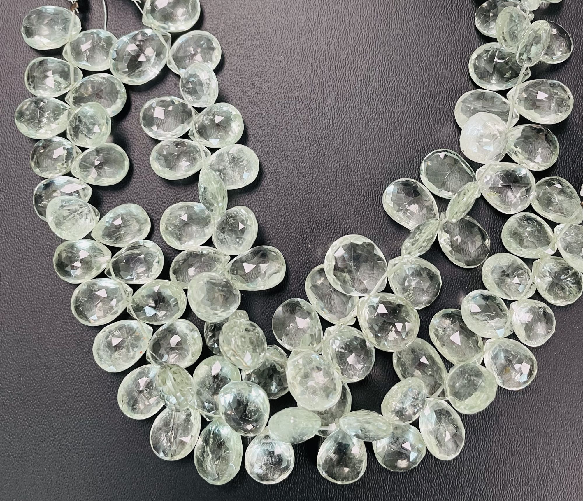 Green Amethyst Pears Faceted