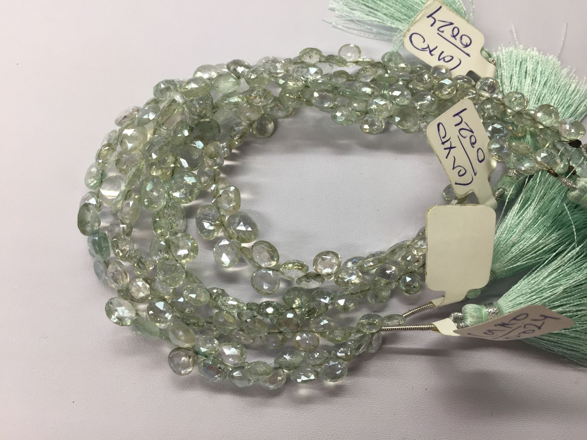Aquamarine Hearts Faceted (COATED)