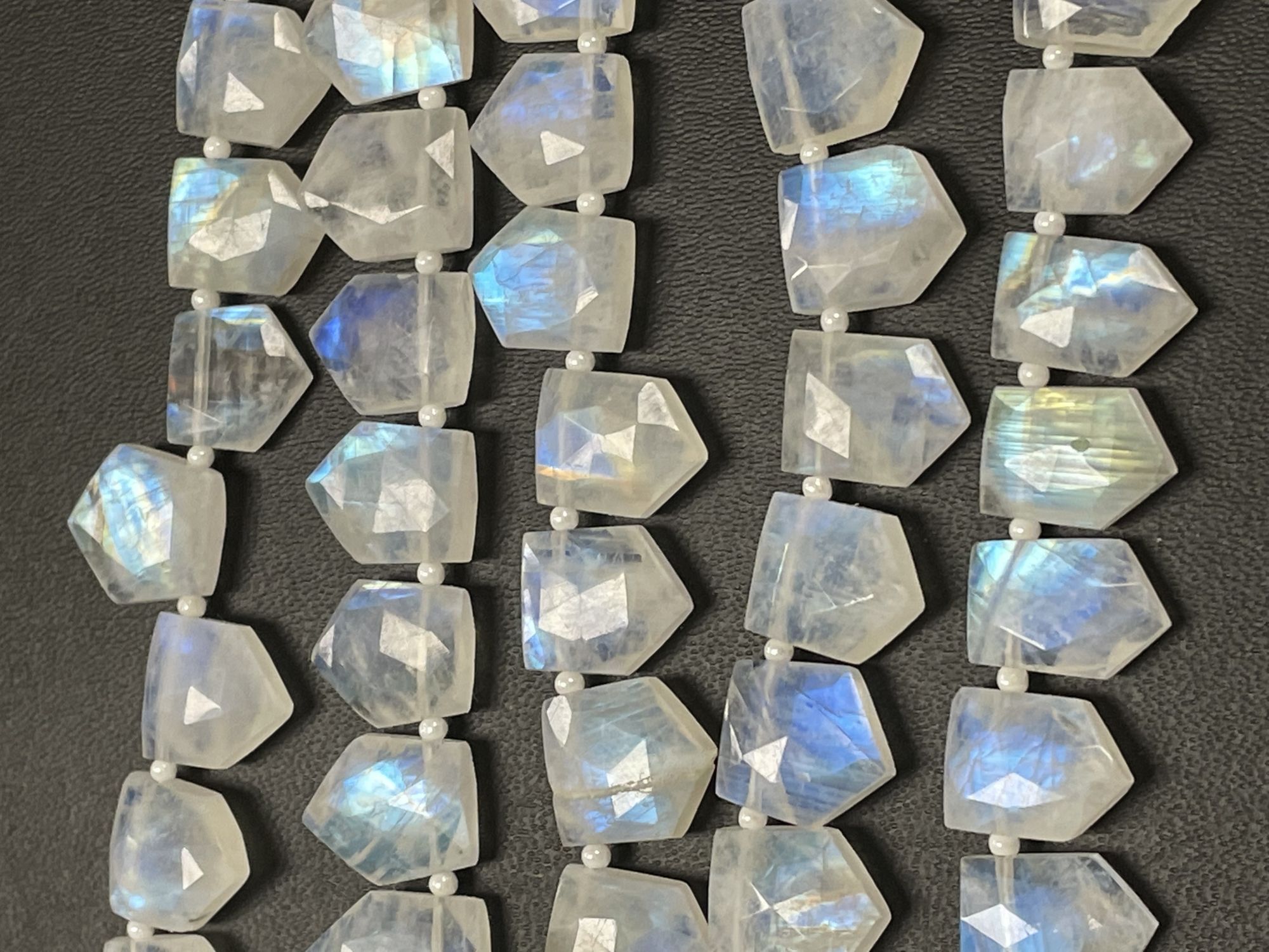 Rainbow Moonstone Fan Cut Faceted
