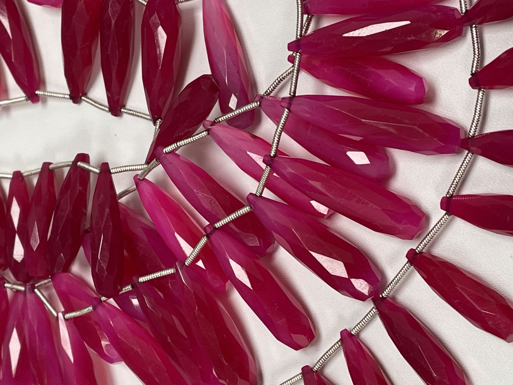 Pink Chalcedony Long Drops Faceted