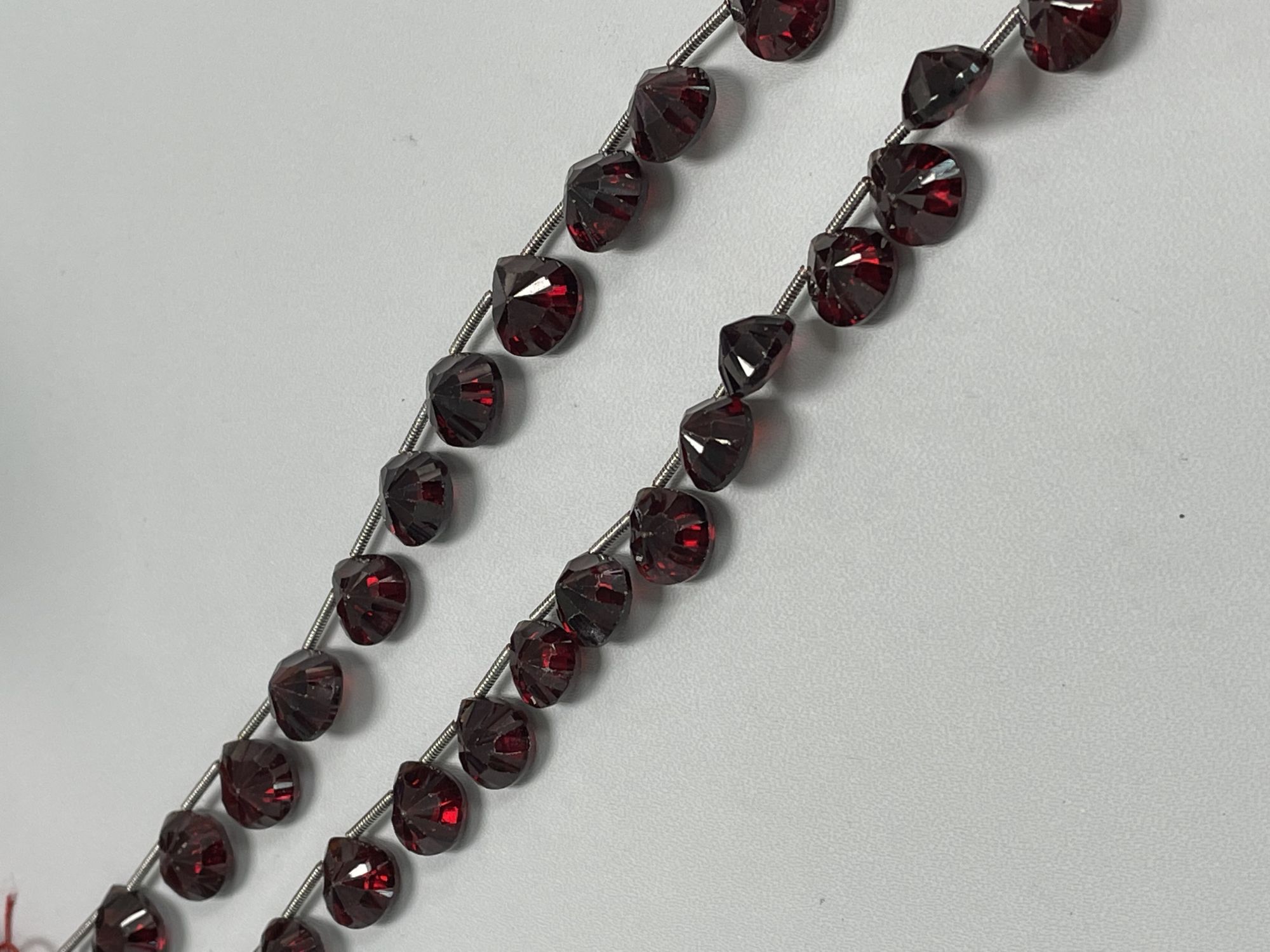 Red Garnet Heart Concave Faceted