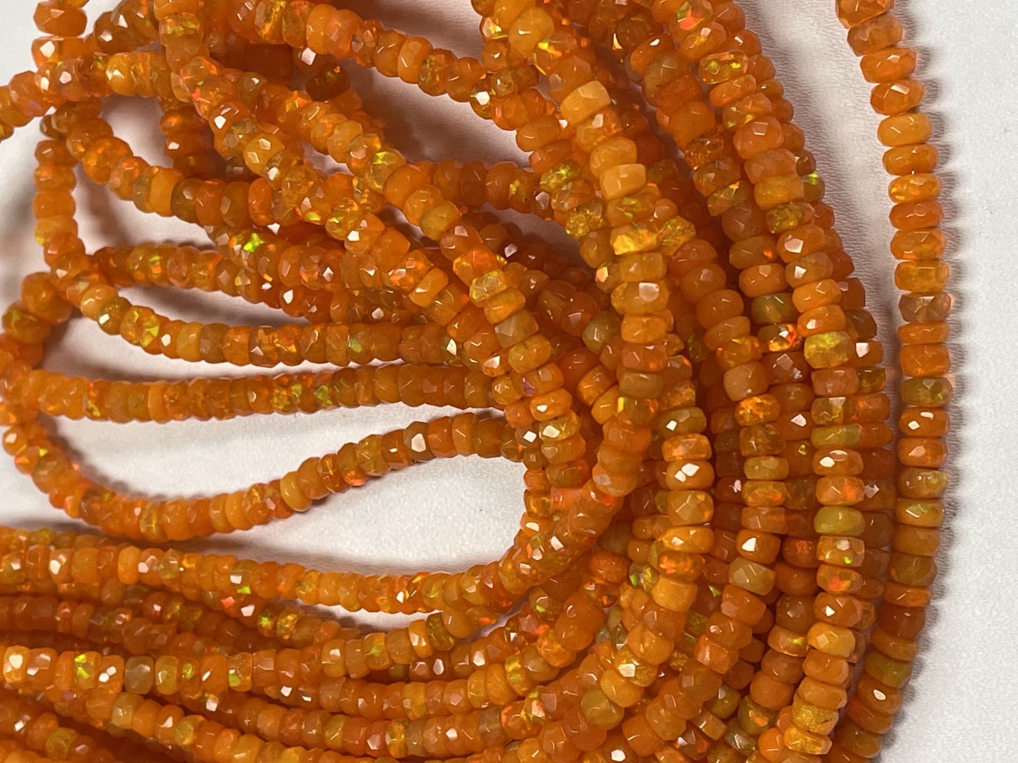 Orange Ethiopian Opal Rondelle Faceted