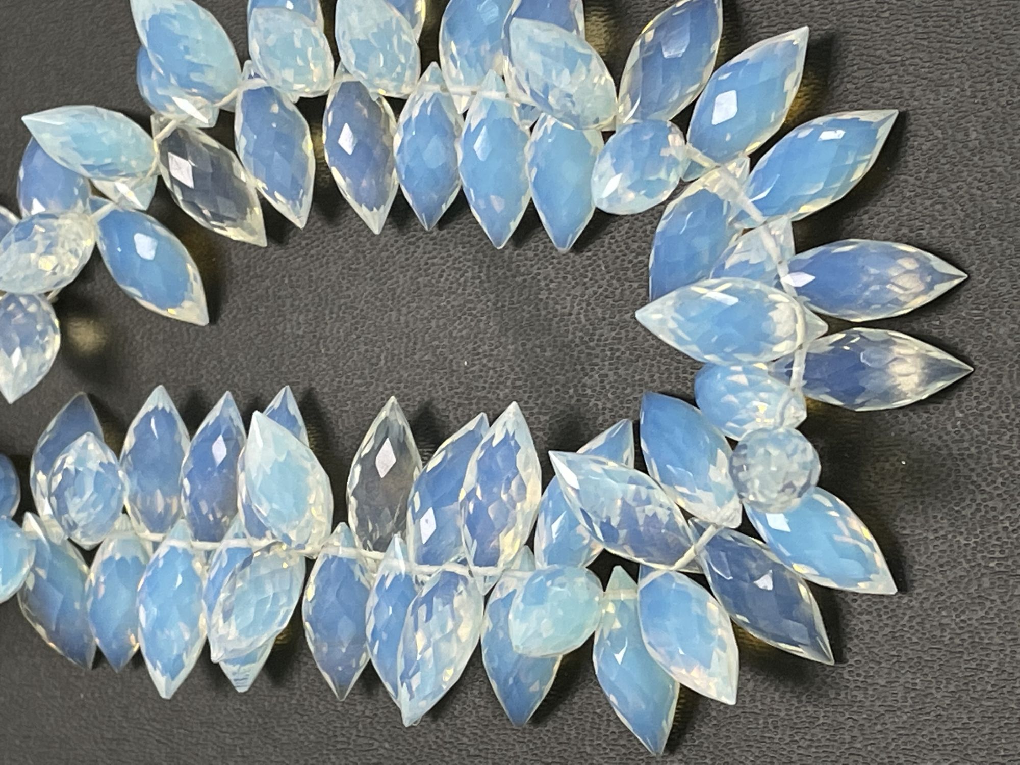 Opalite Hydro Quartz Puff Marquise Faceted