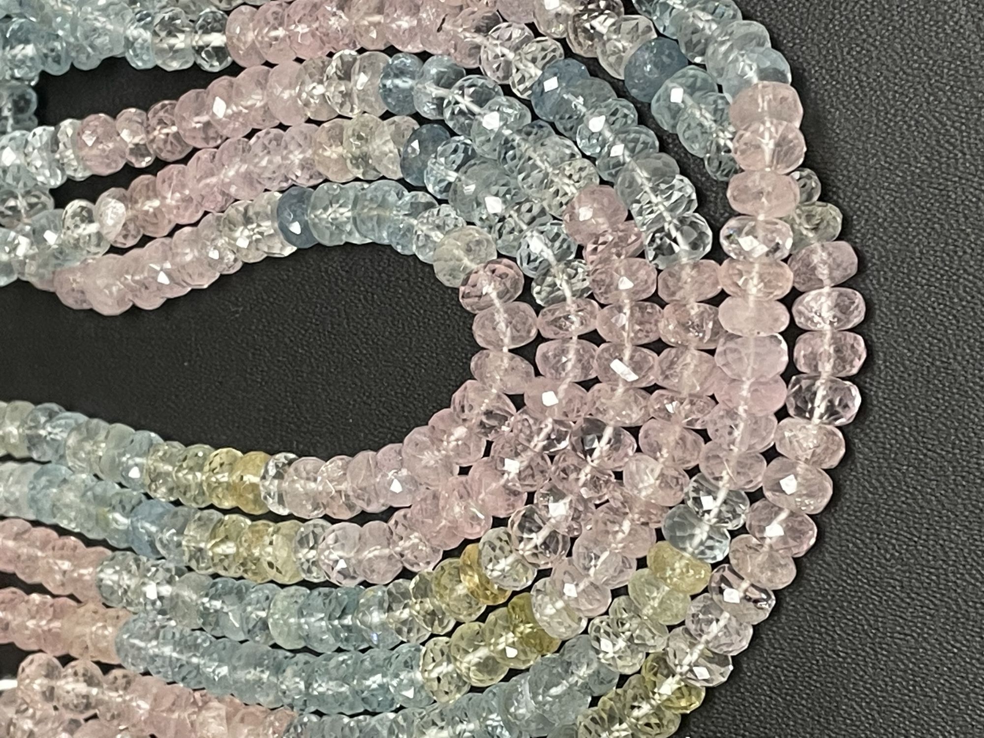 Multi Aquamarine Rondelle Faceted