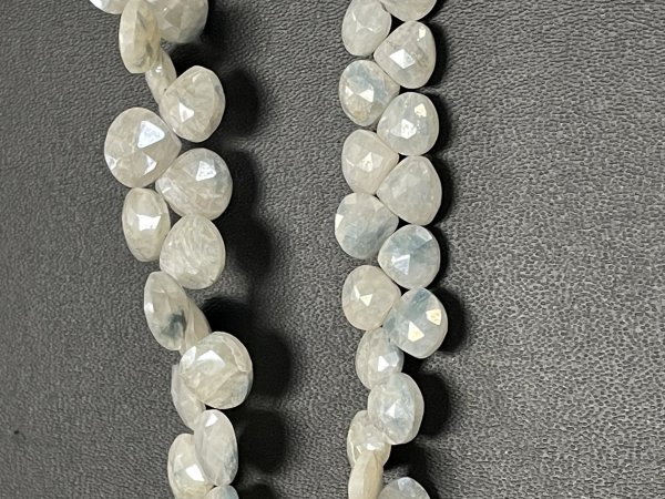 Blue White Silverite Heart Faceted