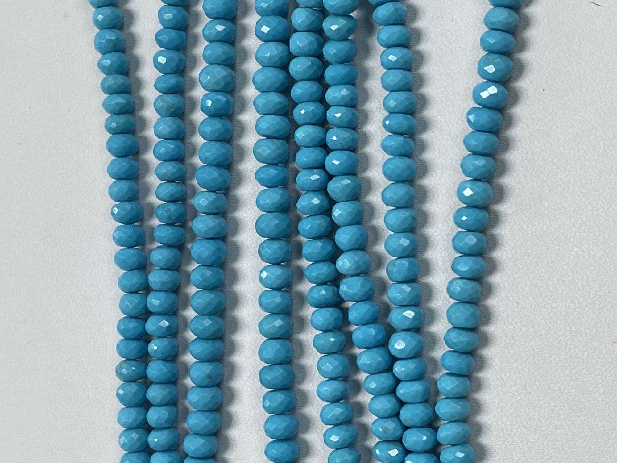 3mm Faceted Natural Reconstituted Turquoise Rondelle Beads - 13