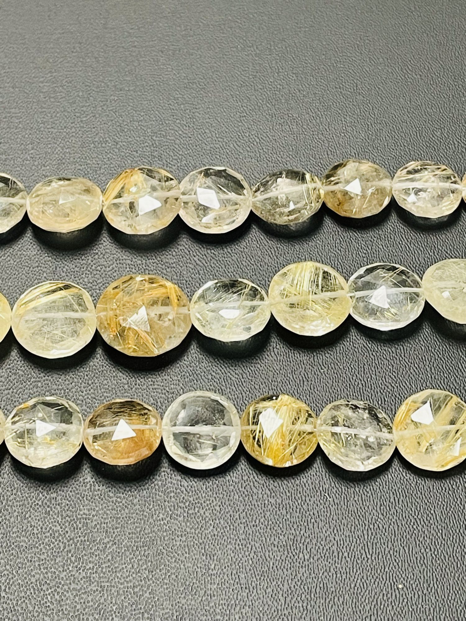 Golden Rutilated Quartz Coin Faceted