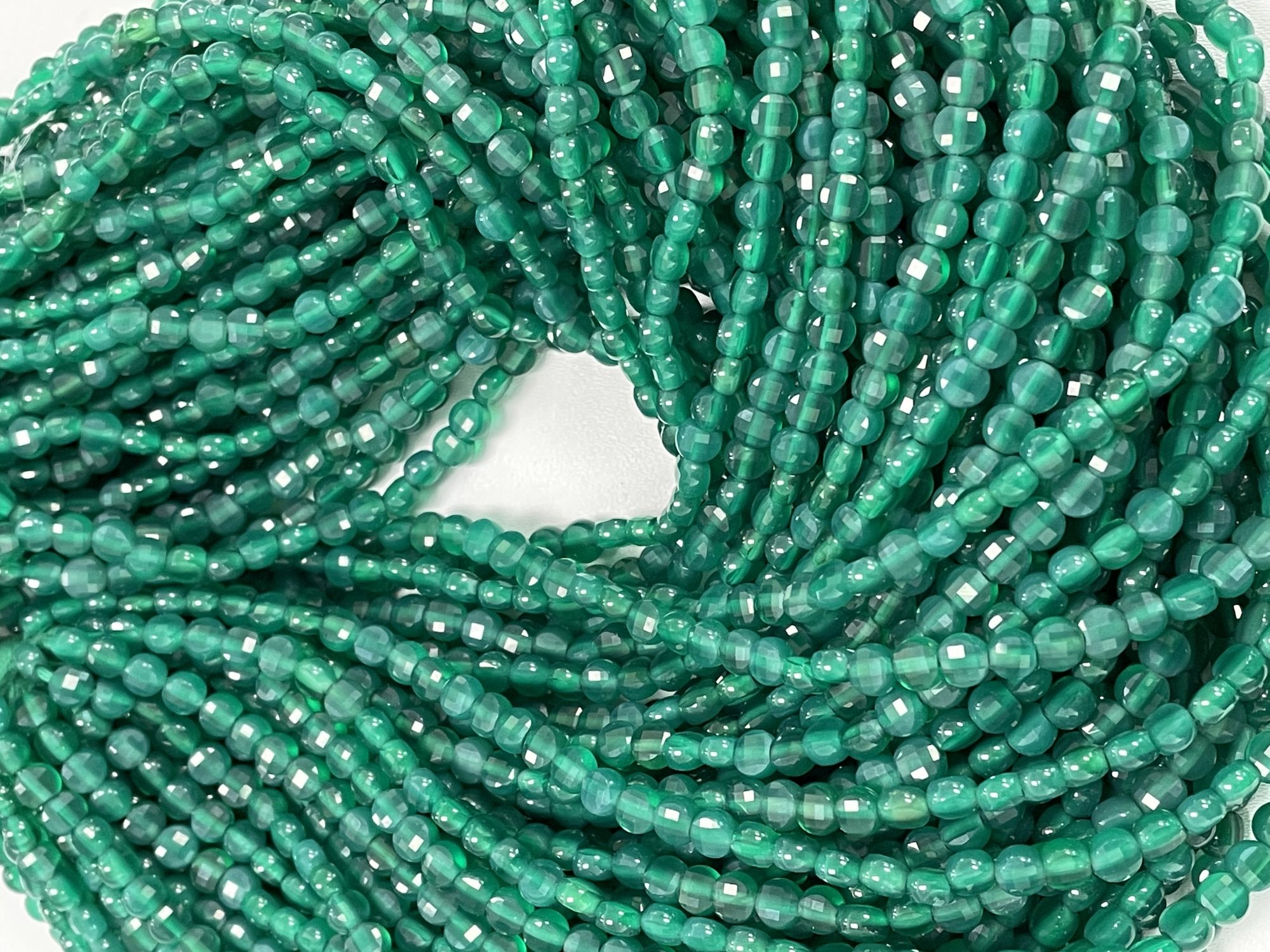 Green Onyx Coin Faceted