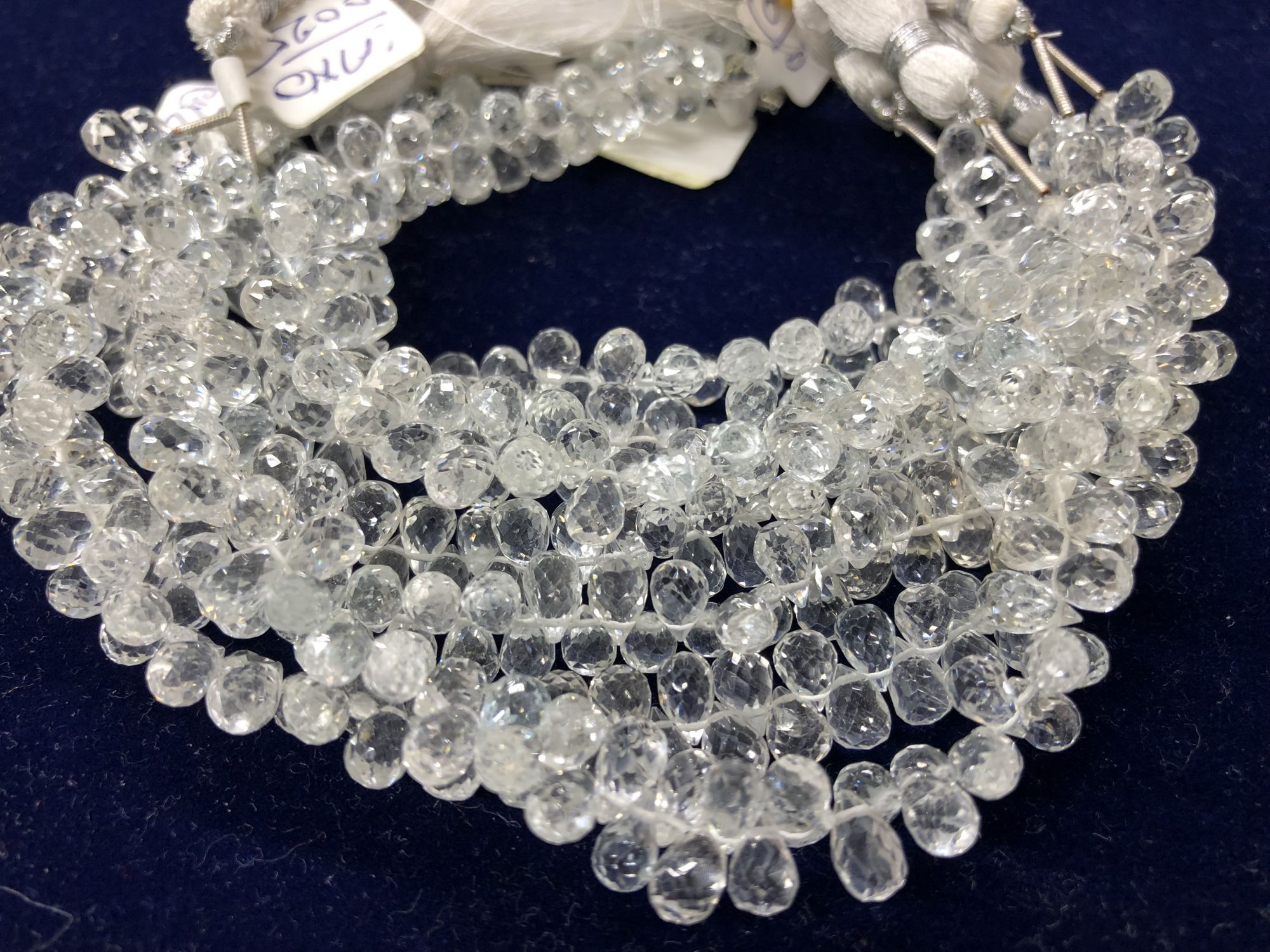 White Topaz Drops Faceted