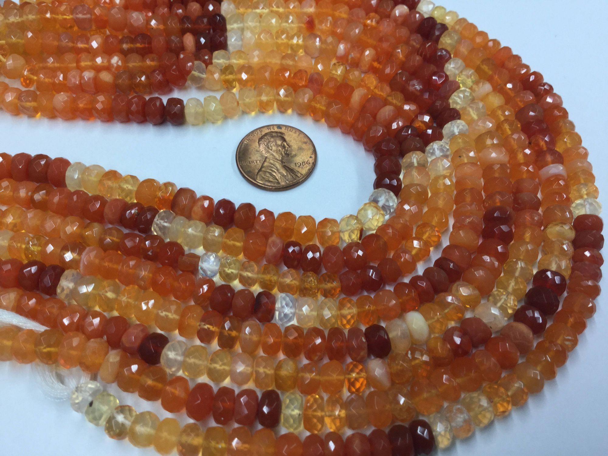 Fire Opal Rondelles Faceted