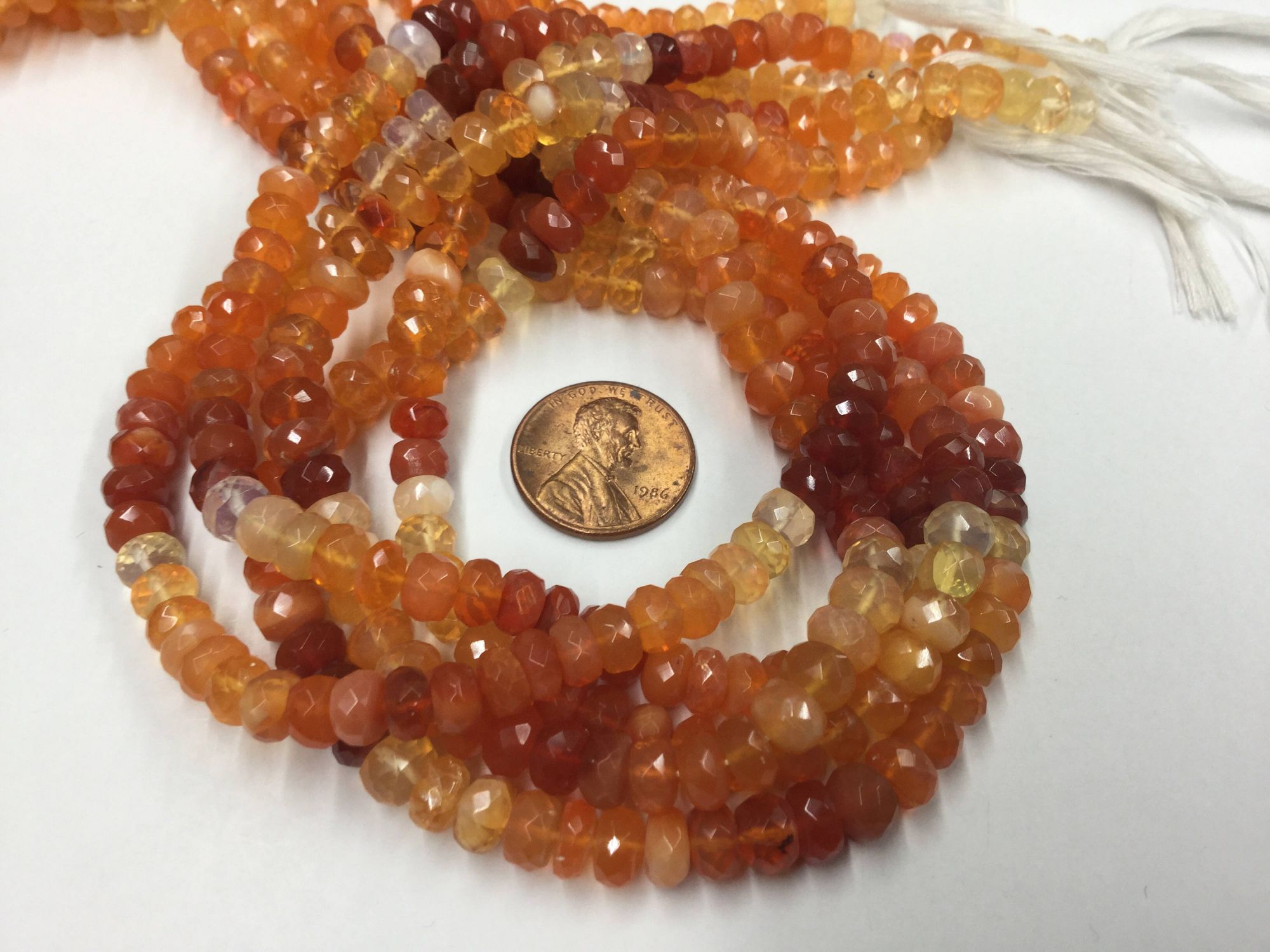 Fire Opal Rondelles Faceted