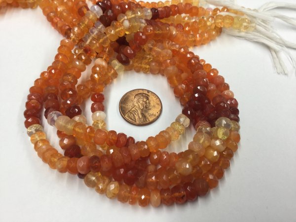 Fire Opal Rondelles Faceted