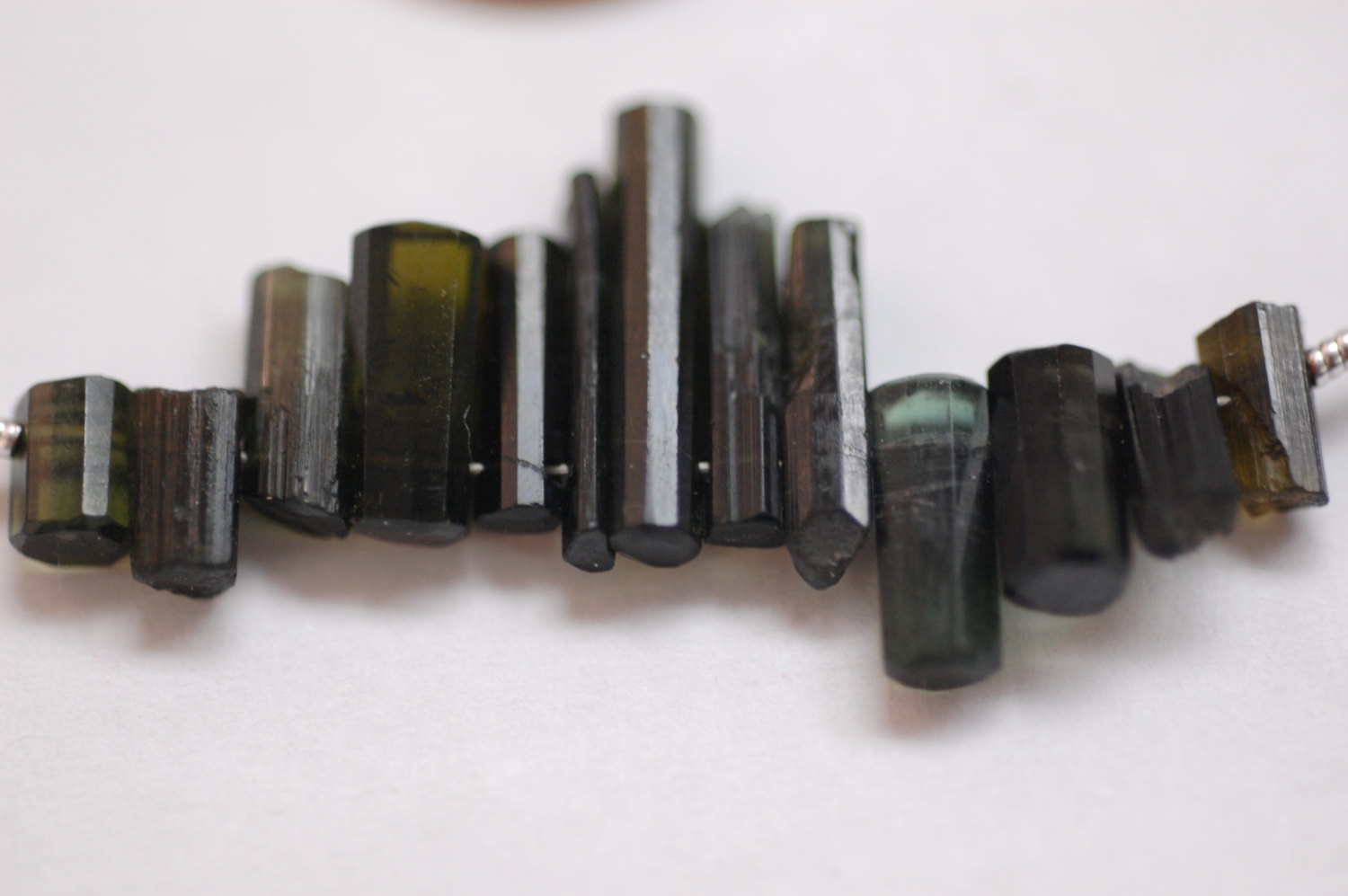 Forest Green Tourmaline Long Thin Tubes Faceted