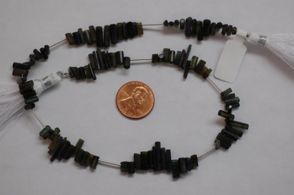 Forest Green Tourmaline Long Thin Tubes Faceted