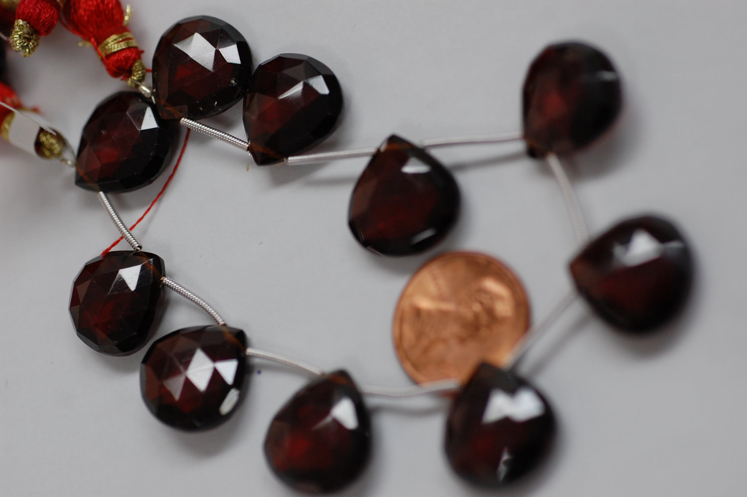 Garnet Hearts Briolettes