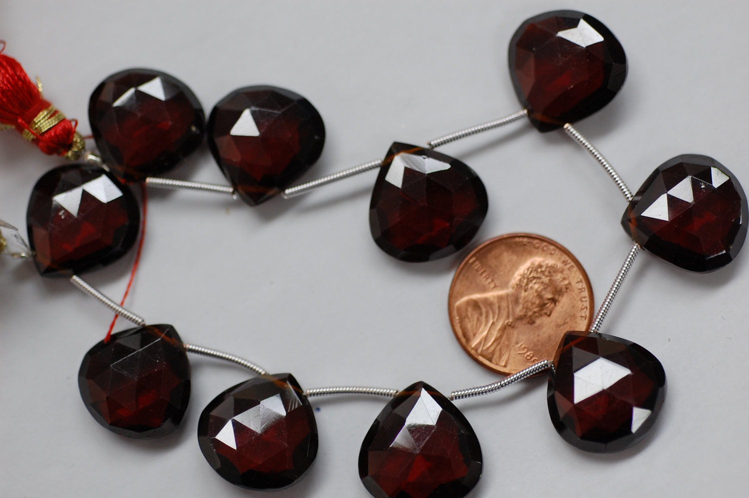 Garnet Hearts Briolettes