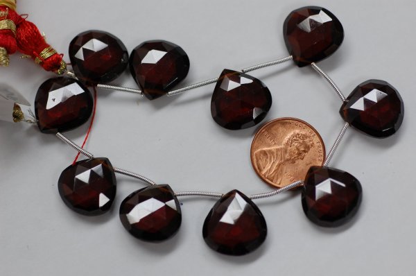 Garnet Hearts Briolettes