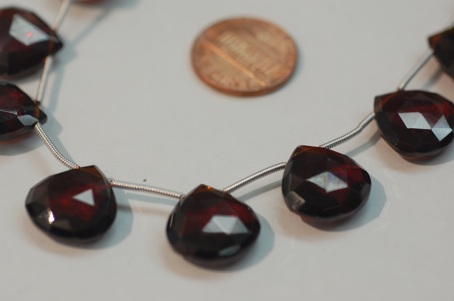 Garnet Hearts Faceted