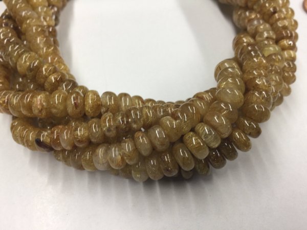 Golden Rutilated Quartz Rondelles Smooth