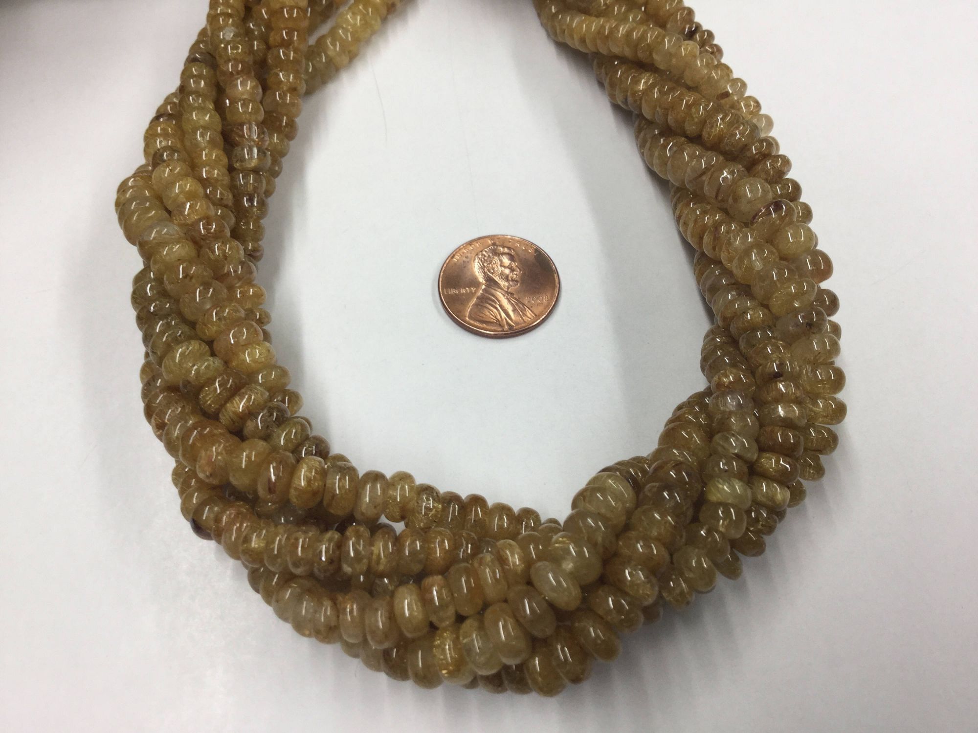 Golden Rutilated Quartz Rondelles Smooth