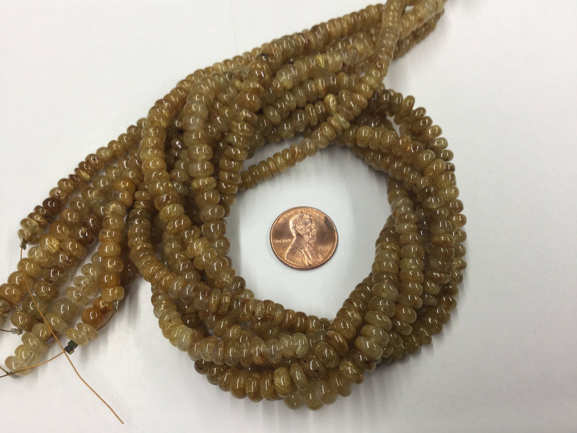 Golden Rutilated Quartz Rondelles Smooth