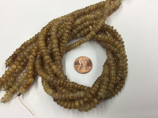 Golden Rutilated Quartz Rondelles Smooth