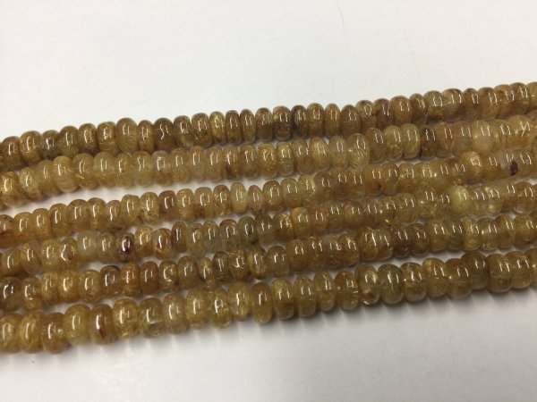 Golden Rutilated Quartz Rondelles Smooth