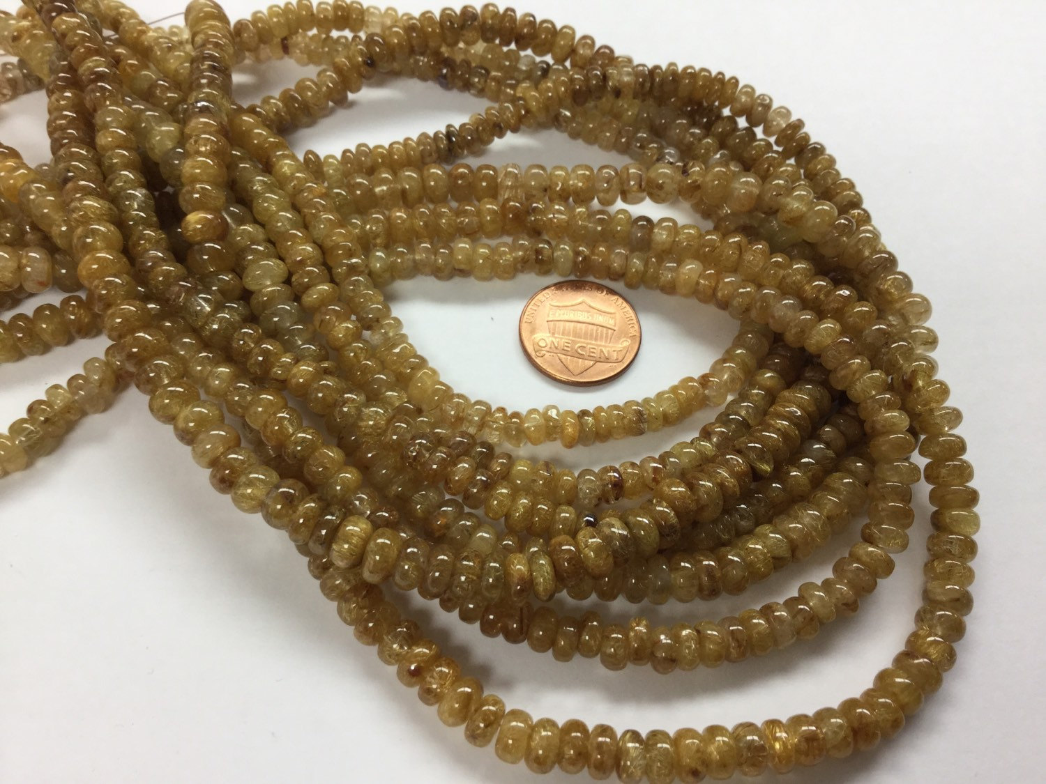 Golden Rutilated Rondelles Smooth