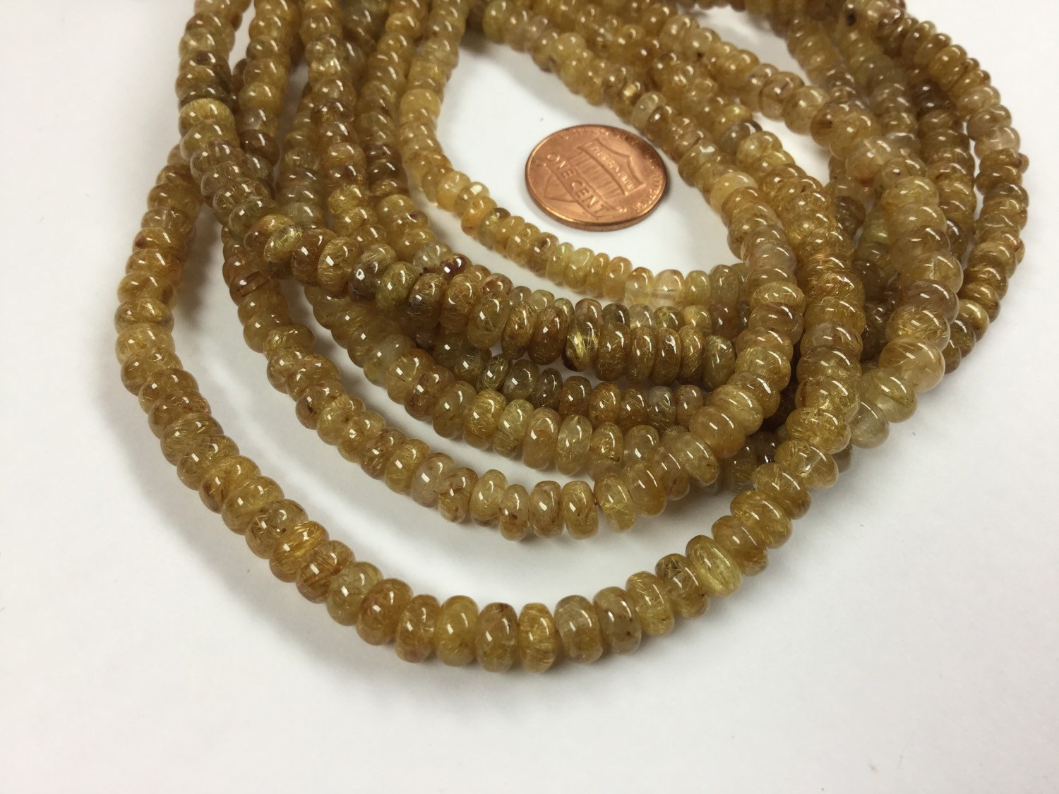 Golden Rutilated Rondelles Smooth