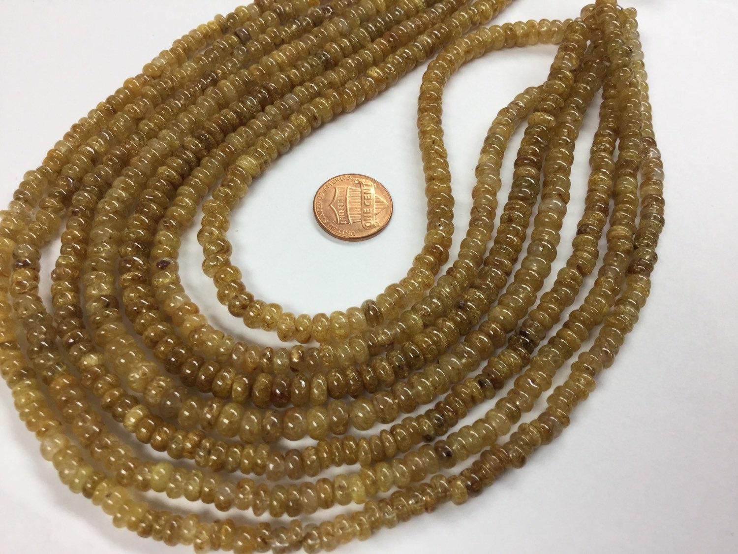 Golden Rutilated Rondelles Smooth