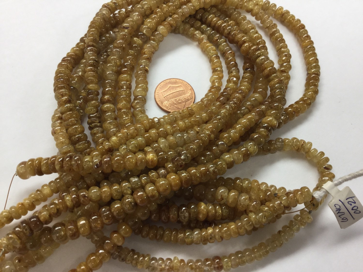 Golden Rutilated Rondelles Smooth