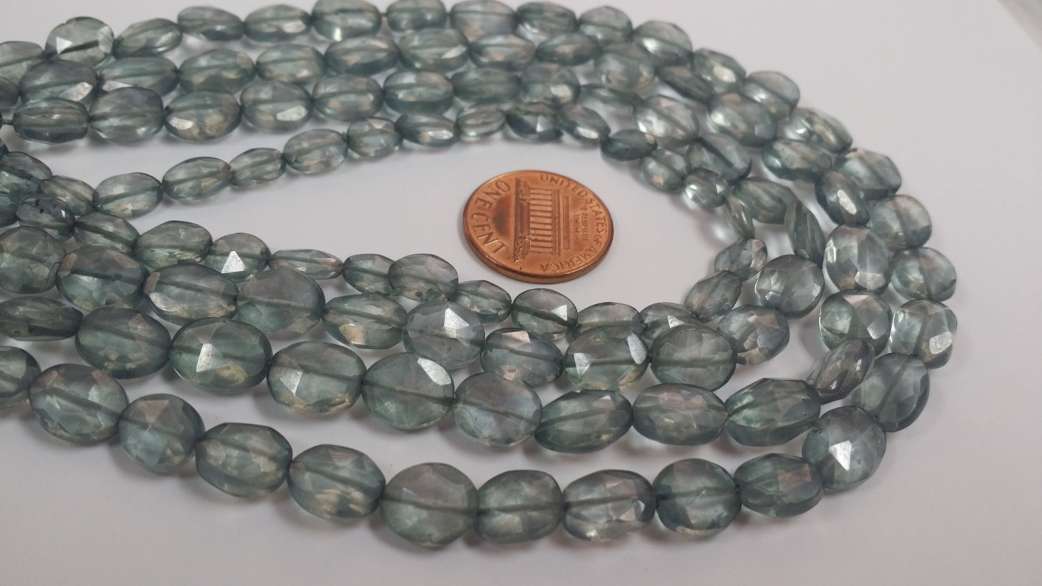 Gray Green Mystic Quartz Faceted Oval