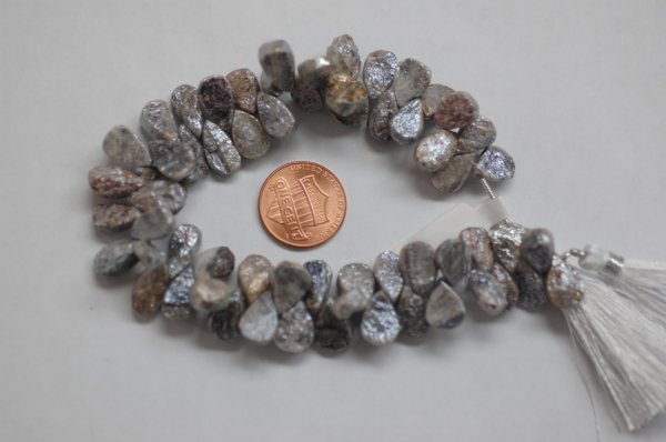 Gray Quartz Pear Faceted (Coated)