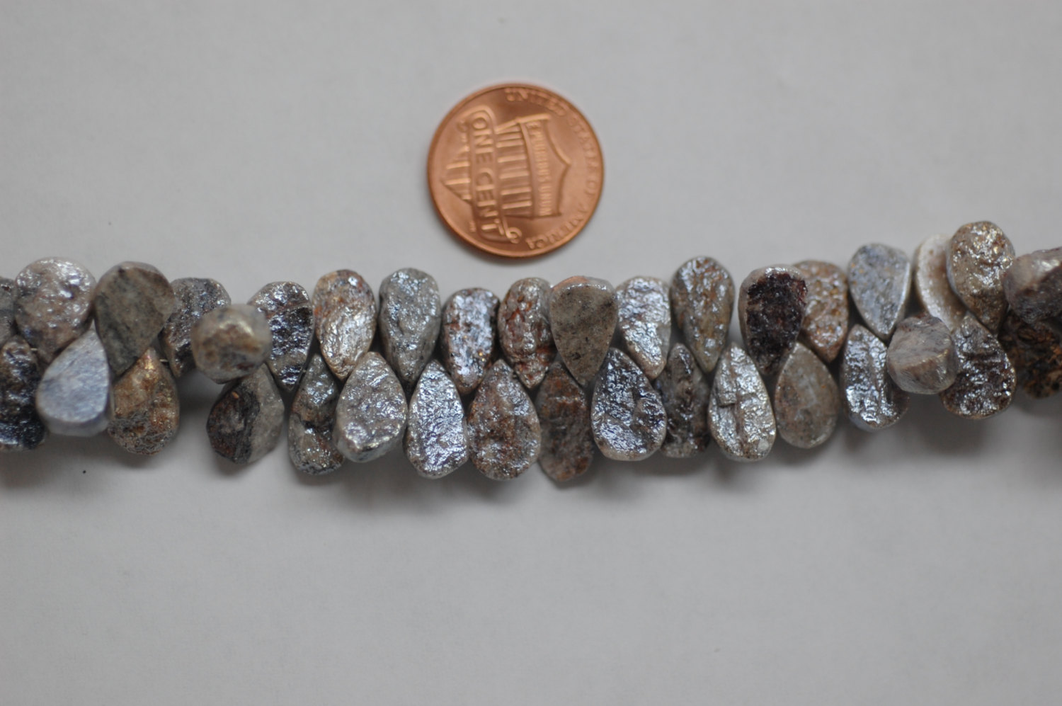 Gray Quartz Pear Faceted (Coated)