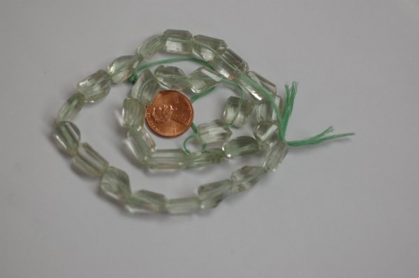 Green Amethyst Step Cut Faceted Nugget