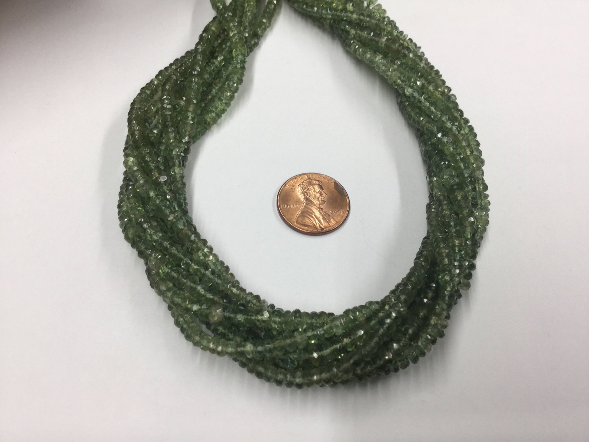 Green Apatite Rondelles Faceted
