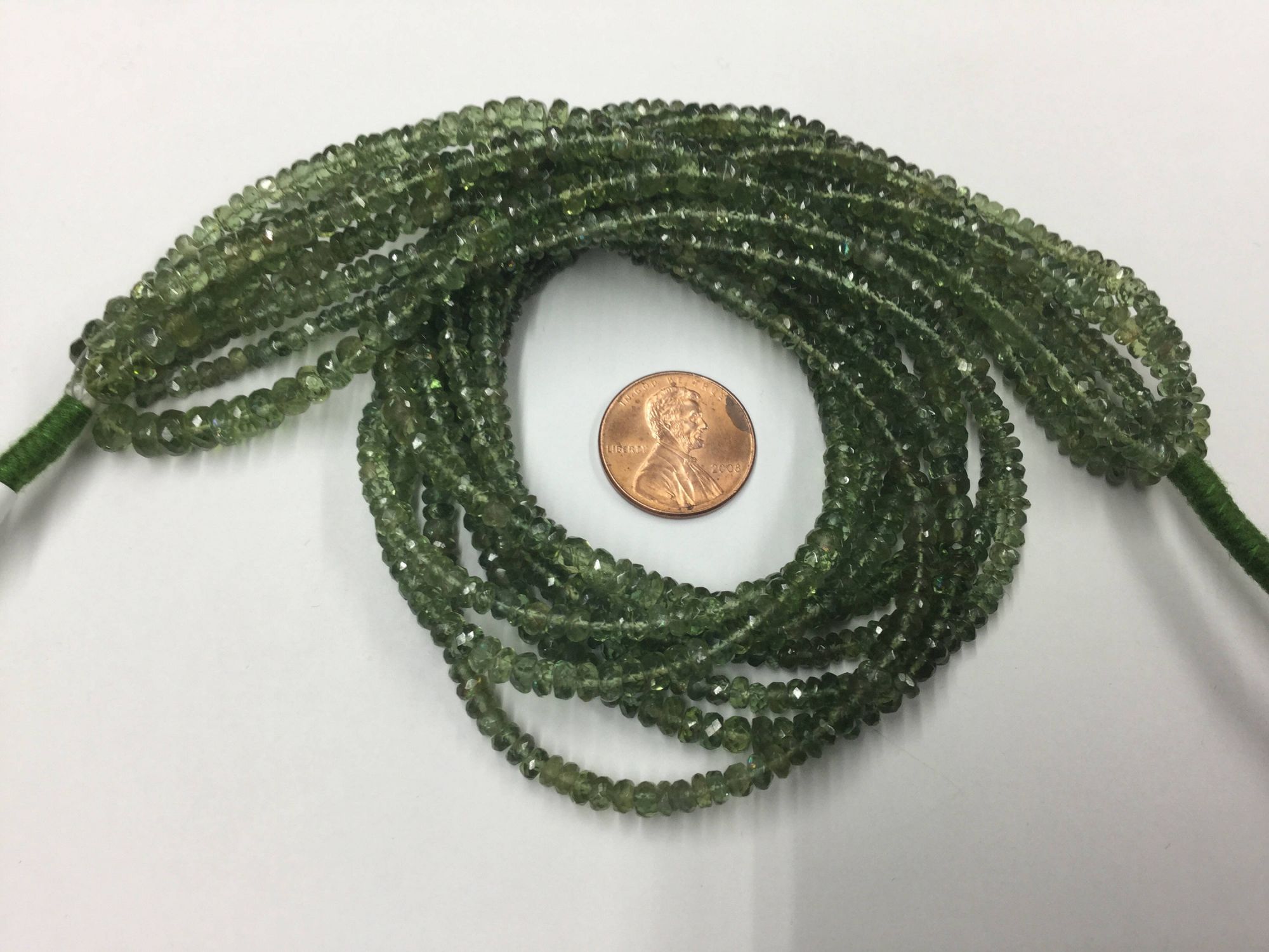 Green Apatite Rondelles Faceted