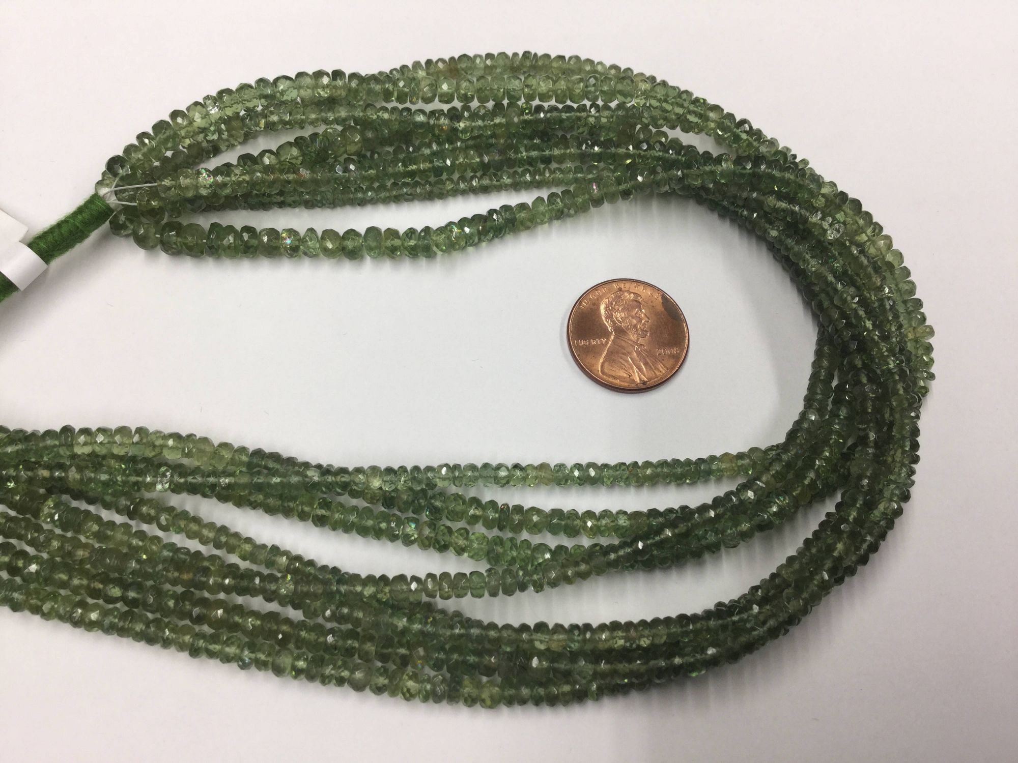 Green Apatite Rondelles Faceted