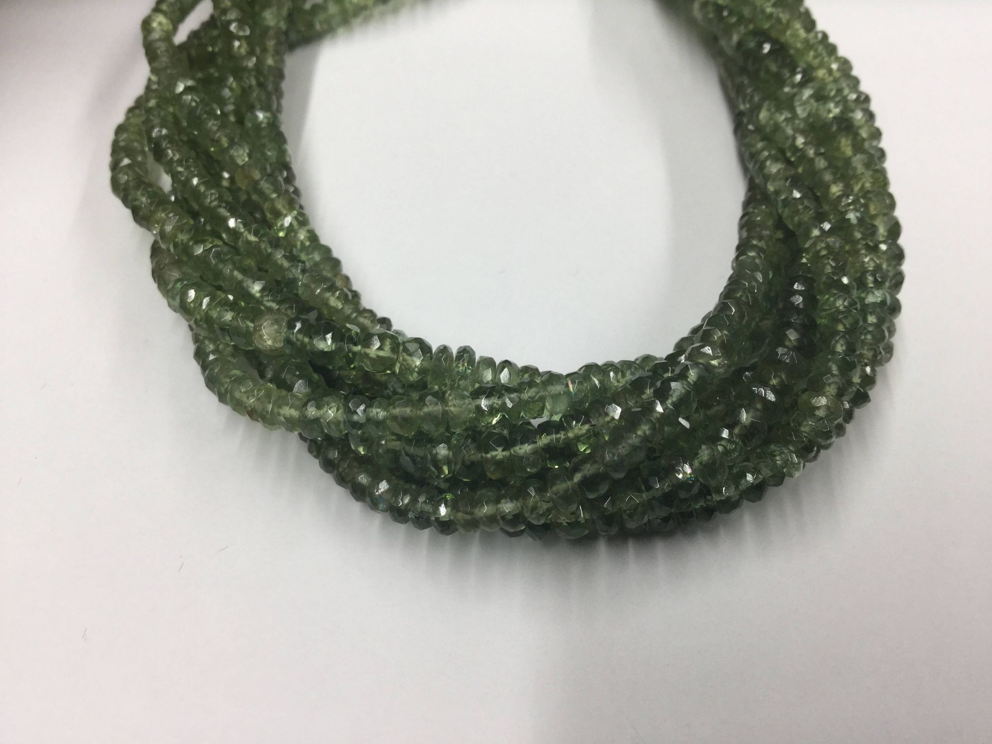 Green Apatite Rondelles Faceted