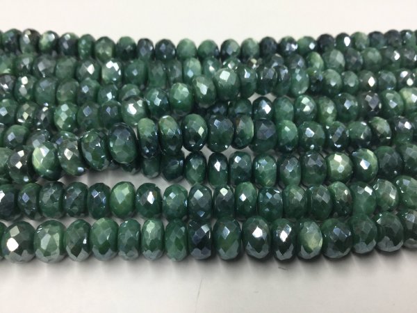 Green Caribbean Moonstone Rondelle Faceted