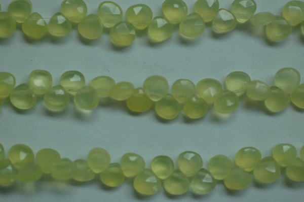 Green Chalcedony Hearts Faceted