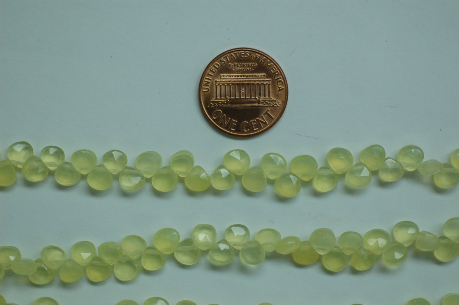 Green Chalcedony Hearts Faceted