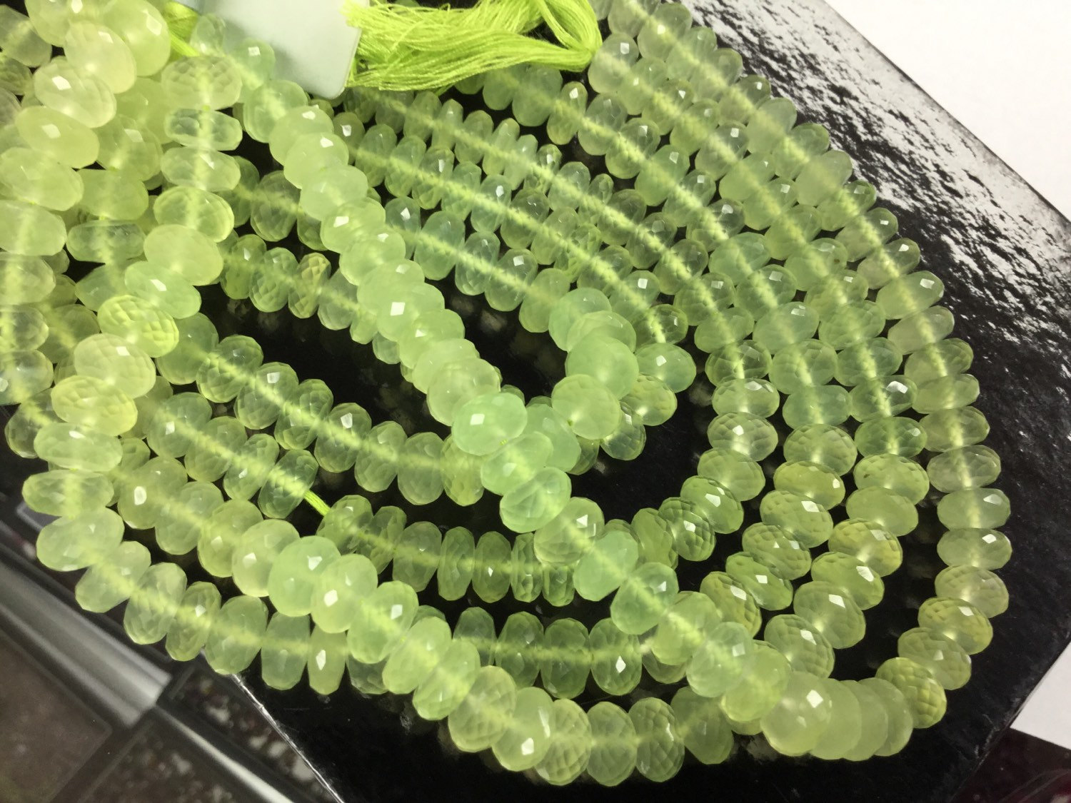 Green Chalcedony Rondelles Faceted