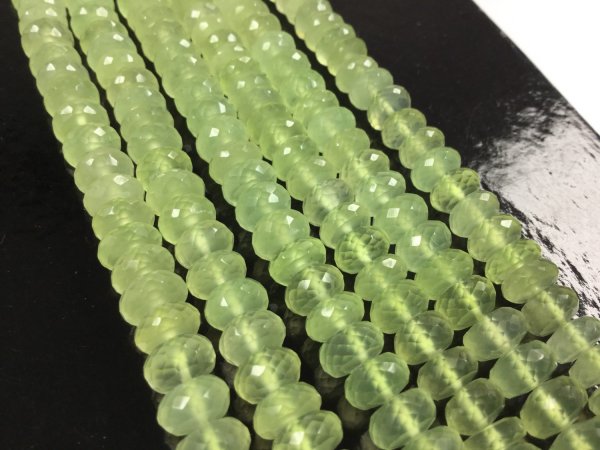 Green Chalcedony Rondelles Faceted