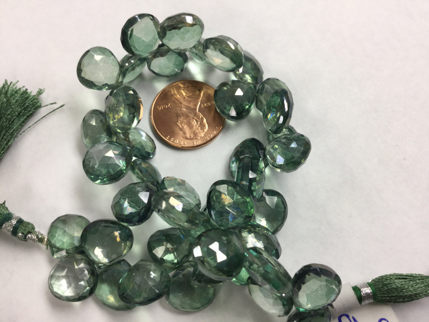 Green Mystic Quartz Hearts Faceted